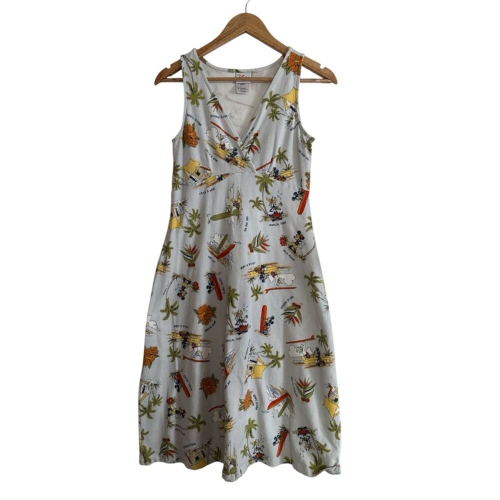 Disney shopping Midi Dress with Yellow, Orange, Green and Red Tropical Print EUC